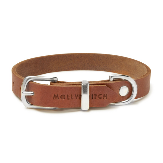 Butter Leather Hundehalsband - Sahara Cognac