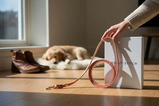 Butter Leather City Dog Leash - Coral Pink