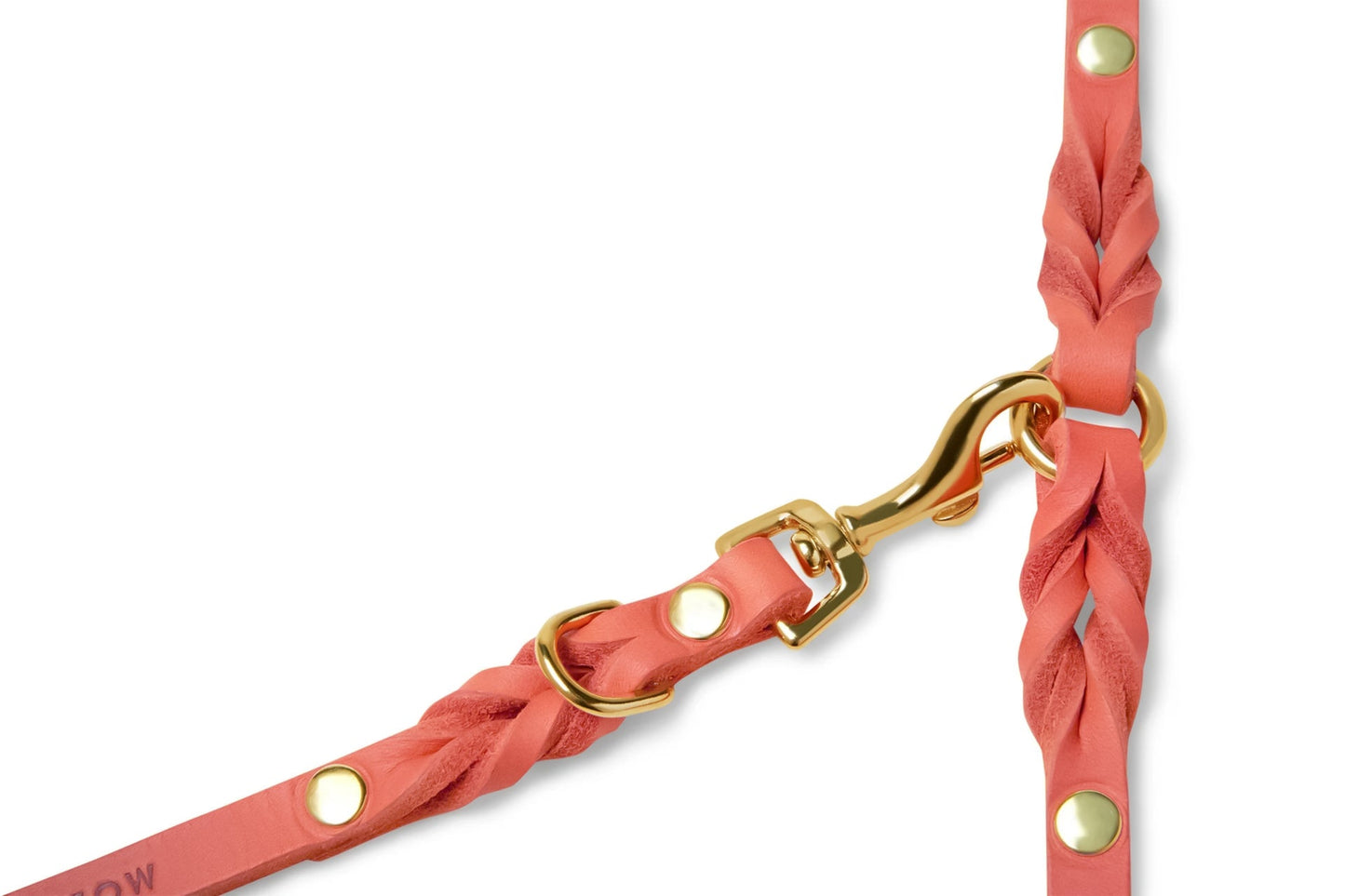 Butter Leather 3x Adjustable Dog Leash - Coral Pink