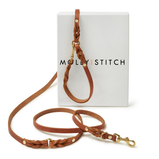 Butter Leather 3-fach verstellbare Hundeleine - Sahara Cognac