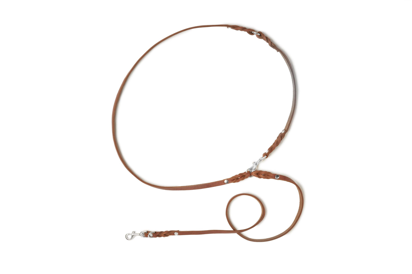 Butter Leather 3x Adjustable Dog Leash - Sahara Cognac