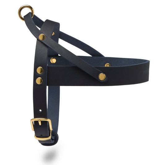 Butter Leather Dog Harness - Navy Blue