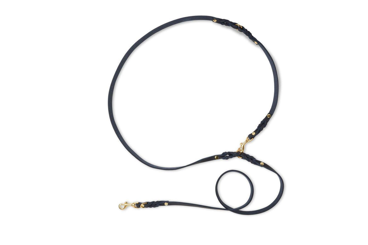 Butter Leather 3x Adjustable Dog Leash - Navy Blue