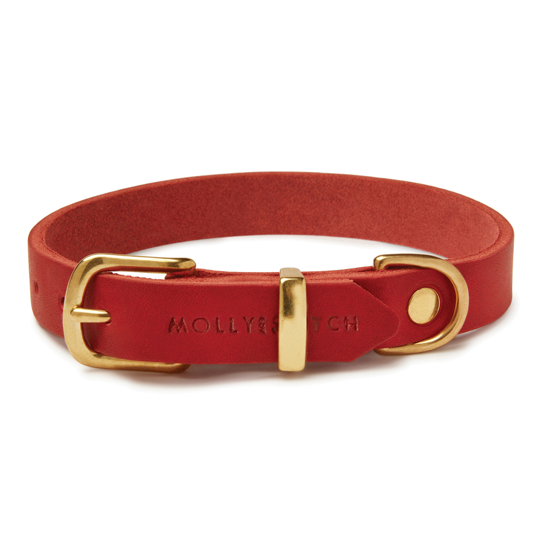 Butter Leather Dog Collar - Chili Red