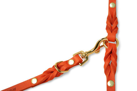 Butter Leather 3x verstellbare Hundeleine - Mango
