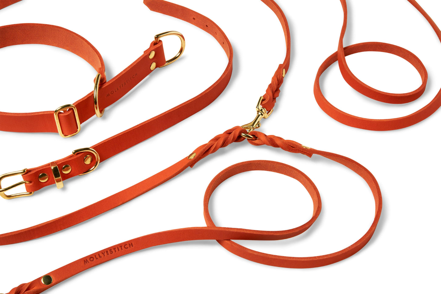 Butter Leather 3x Adjustable Dog Leash - Mango