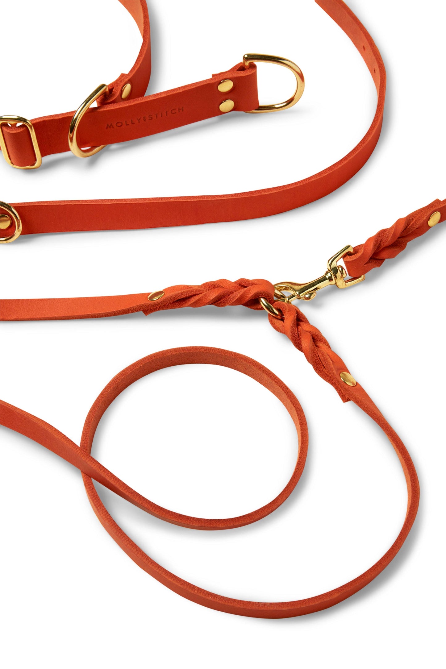 Butter Leather 3x Adjustable Dog Leash - Mango