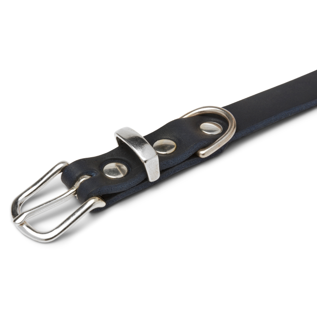 Butter Leather Dog Collar - Navy Blue