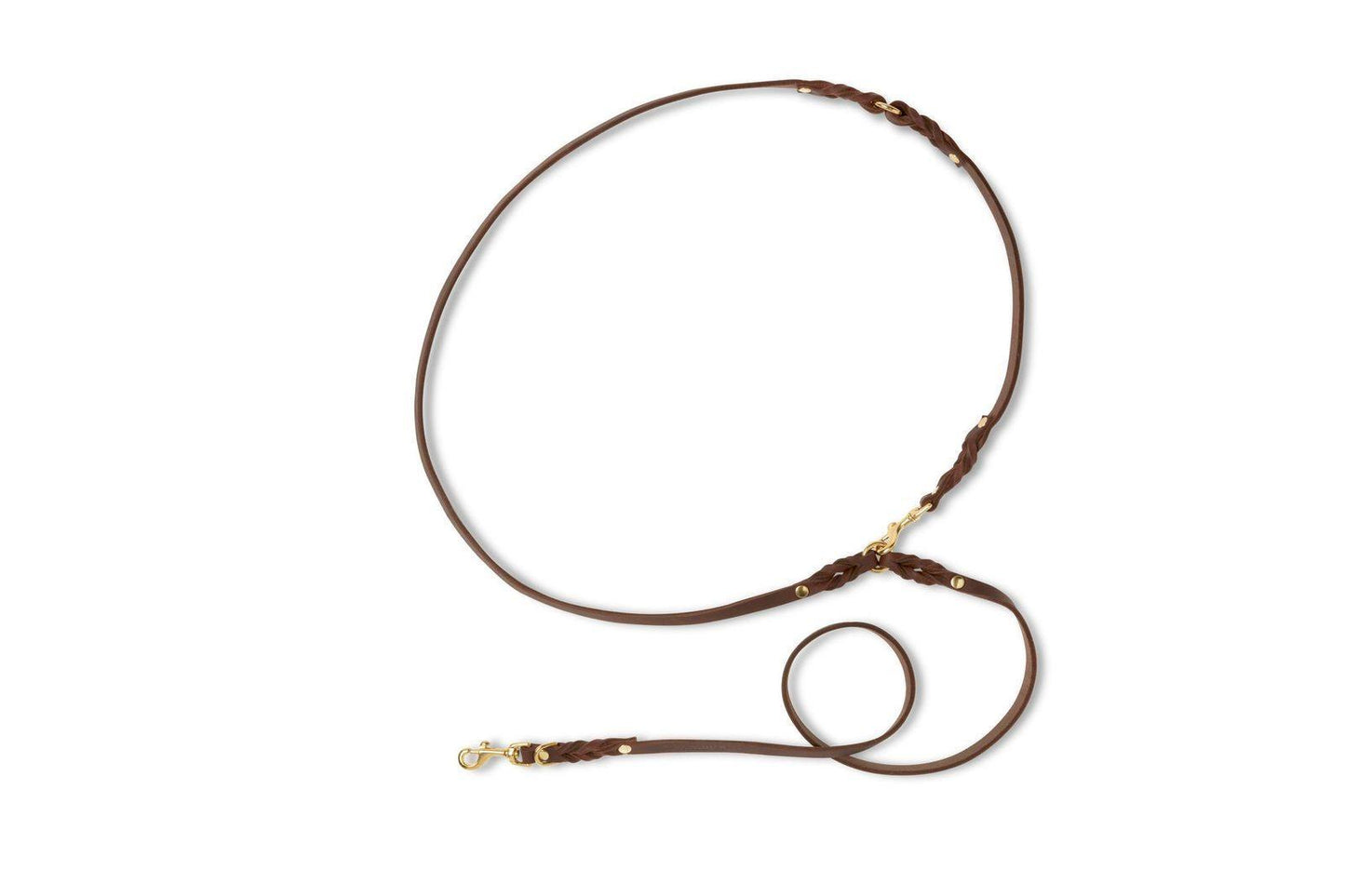 Butter Leather 3x Adjustable Dog Leash - Classic Brown