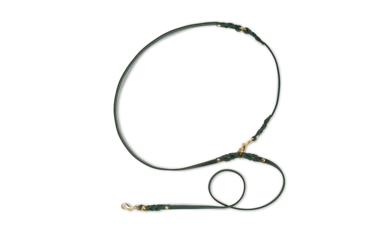 Butter Leather 3x Adjustable Dog Leash - Forest Green