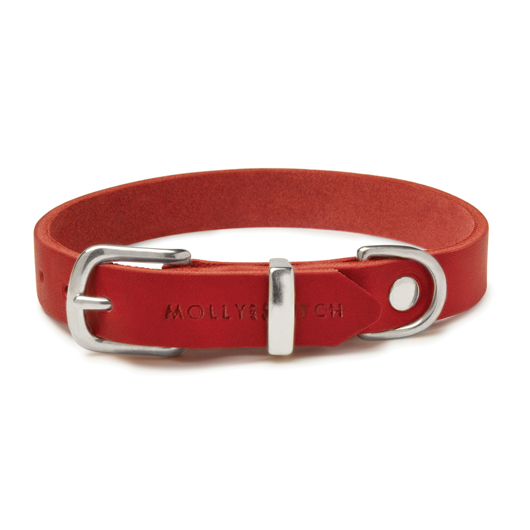 Butter Leather Dog Collar - Chili Red
