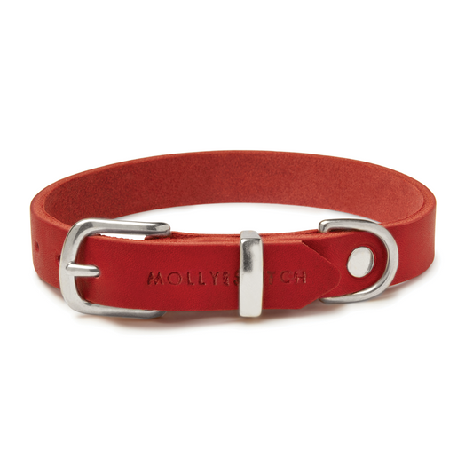 Butter Leather Dog Collar - Chili Red
