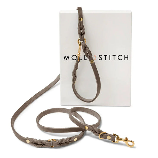 Butter Leather 3x Adjustable Dog Leash - Taupe