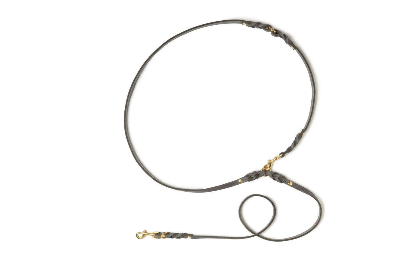 Butter Leather 3x Adjustable Dog Leash - Timeless Grey