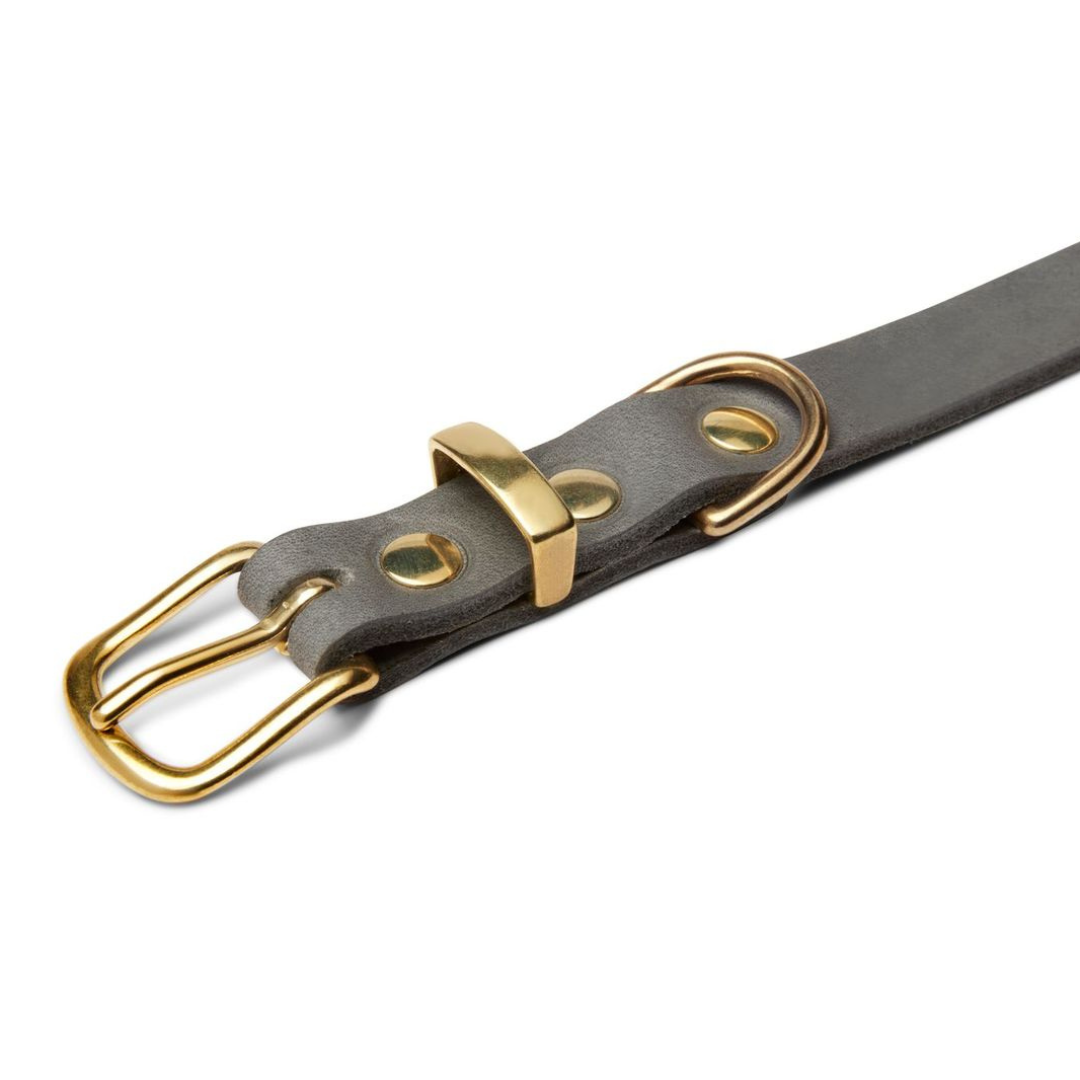Butter Leather Dog Collar - Timeless Grey