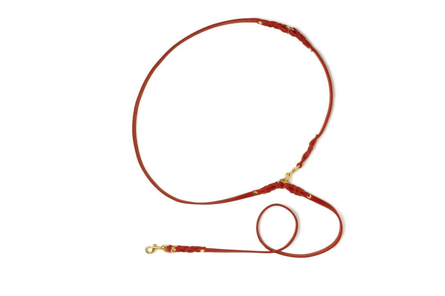 Butter Leather 3x Adjustable Dog Leash - Chili Red