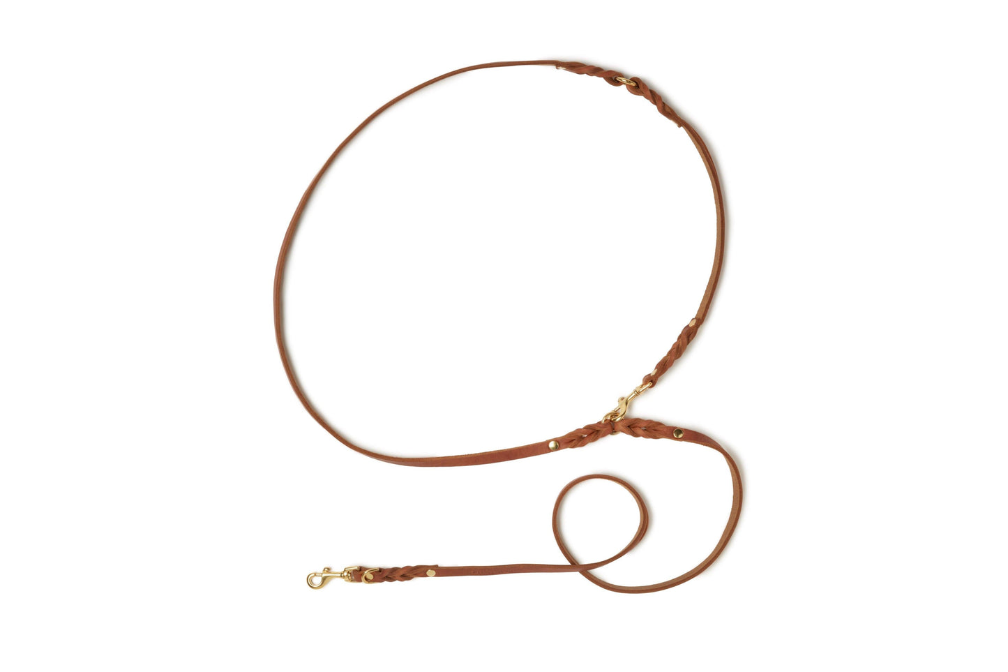 Butter Leather 3x Adjustable Dog Leash - Sahara Cognac