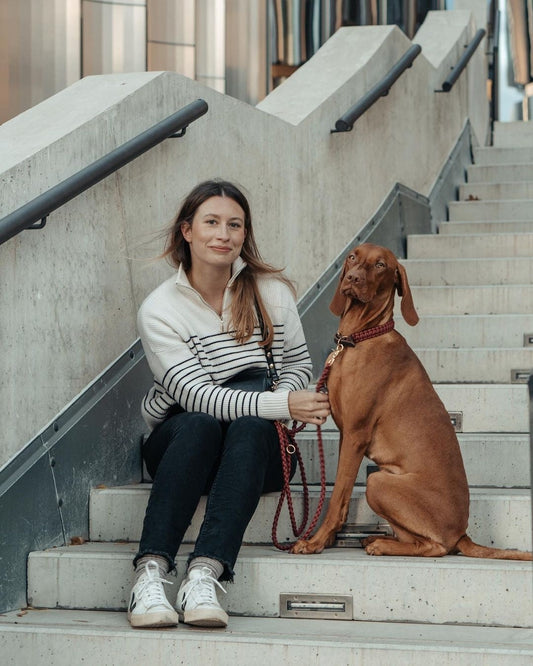 Touch of Leather Dog Leash - Redwine