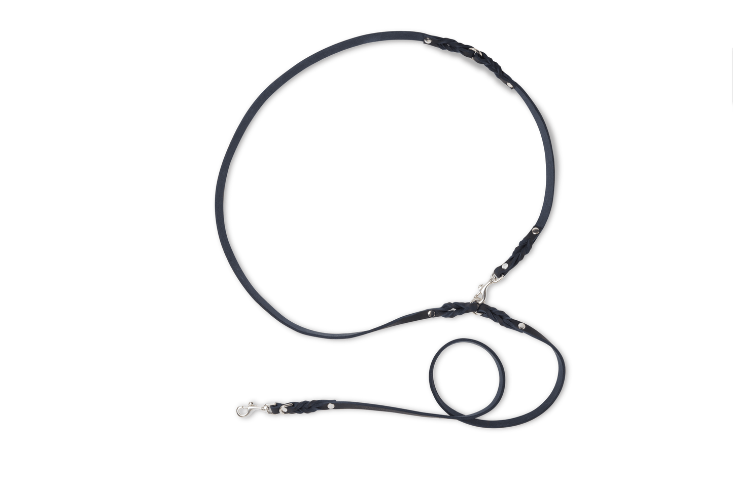 Butter Leather 3x Adjustable Dog Leash - Navy Blue