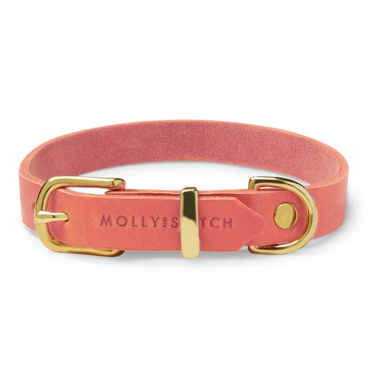 Butter Leather Dog Collar - Coral Pink