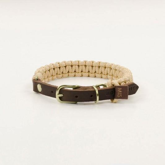 Touch of Leather Dog Collar - Beige