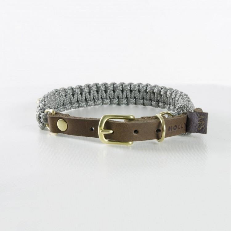 Touch of Leather Dog Collar - Grey