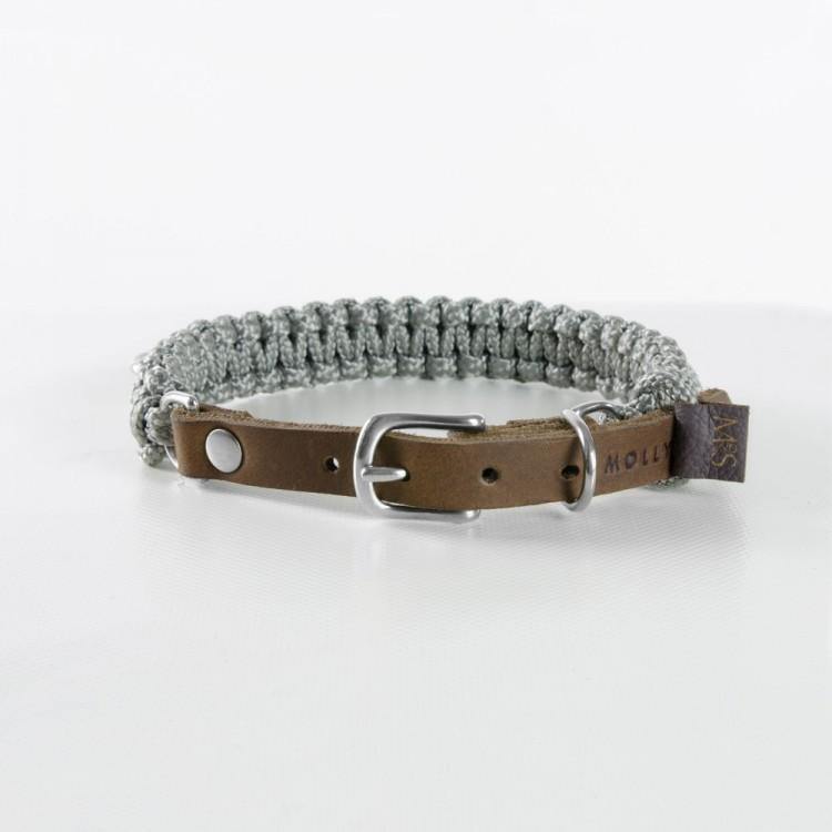 Touch of Leather Dog Collar - Grey
