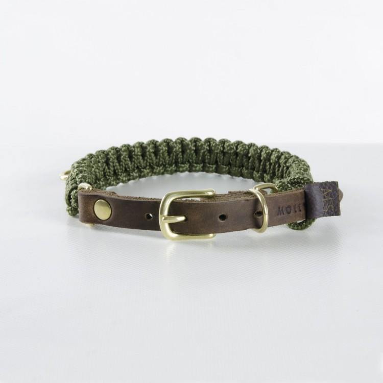 Touch of Leather Dog Collar - Military