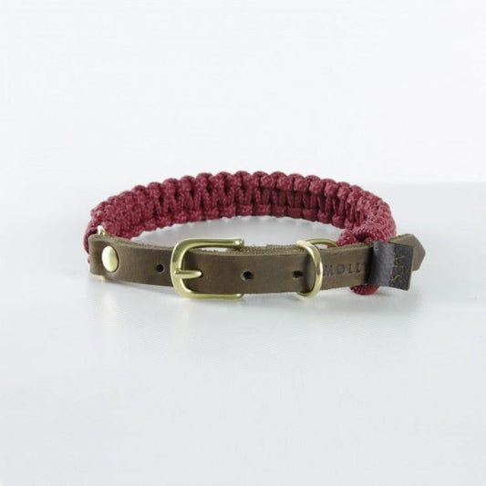 Touch of Leather Dog Collar - Redwine