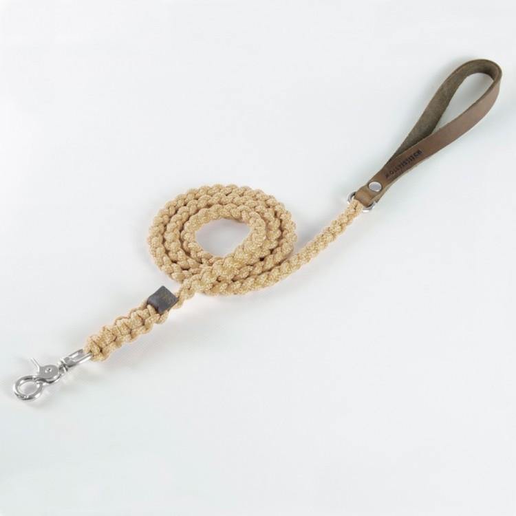 Touch of Leather Dog Leash - Beige