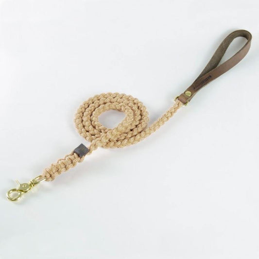 Touch of Leather Dog Leash - Beige