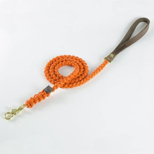 Touch of Leather Dog Leash - Pumpkin
