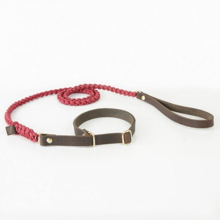 Touch of Leather Retriever Dog Leash - Redwine